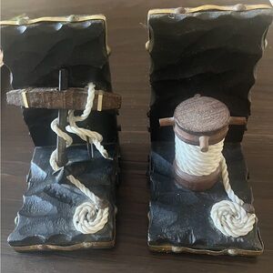 Vintage Nautical Rope Ship Anchor Bookends 6”